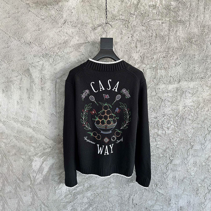 casablanca letter embroidery wool cardigan